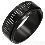 New Mens Stainless Steel Black Spinning Band Ring, 8mm Wide.