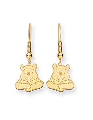 Disney Yellow Gold Winnie the Pooh Fishhook Earrings