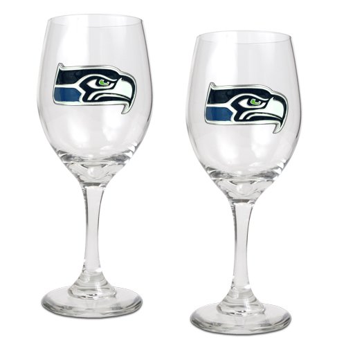 Seattle Seahawks 2 Piece NFL Wine Glass Set