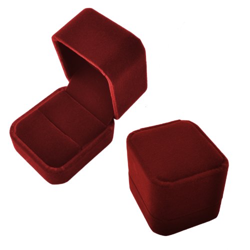 6 PCS of Soft Velvet Elegant Ring Gift Box, Noble Wine Red, Superior Package Idea