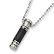 Black Carbon Fiber and Stainless Steel Pendant with 22" Bead Chain