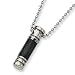 Black Carbon Fiber and Stainless Steel Pendant with 22