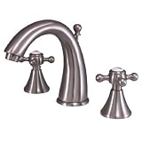 Kingston Brass KS2978BX English Country Widespread Lavatory Faucet, Metal Cross Handle, Satin Nickel (Not CA/VT Compliant)