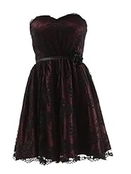 Strapless Shirred Pleated Lace Sweetheart Short Charmeuse Full-Skirt Floral Print Bridesmaid Dress/Wedding Party Dress 