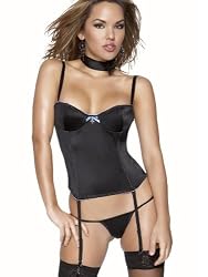SALE SeXy Black Lace Up Bustier Garters g-string Set Sizes: M or L