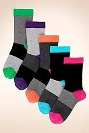 5 Pairs of Older Boys Freshfeet Cotton Rich Block Striped Socks