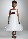 Davids Bridal Flower Girl Spaghetti Strap Tea Length Ball Gown Style WG1319