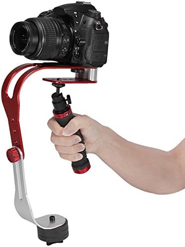 Pro Handheld Steadycam Video Stabilizer Handle Grip Steady Support for Canon Nikon Sony Camera Cam Camcorder DV DSLR - Rubber Handle, Red &amp; Black