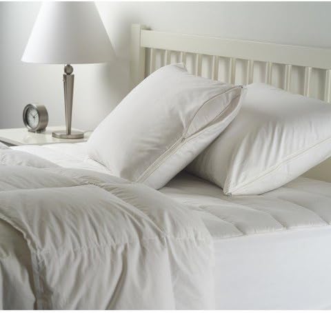 Pack of 2 White Allergy Free 300 Thread Count 100% Corded Cotton Zippered Pillow Protectors (Queen (20" x 30"))