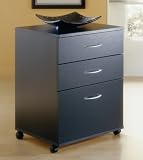 3-Drawer Mobile File Cabinet - Black