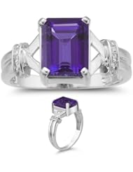 0.01 Cts Diamond & 2.25 Cts Amethyst Ring in 14K White Gold