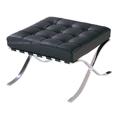 Barcelona Ottoman by Mies van der Rohe - Black Leather