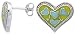 Sterling Silver 1/2 (13mm) tall Heart Post Earrings, Rhodium Plated w/ Yellow & Blue Enamel Designs