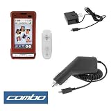 Solid Red Rubberized Snap on Crystal Case with Belt Clip + Car Charger + Home Travel Charger for Verizon LG Dare VX-9700 Cell Phone