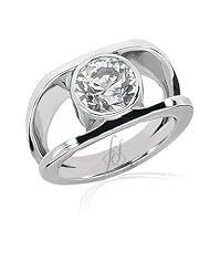 1.50 Ct Round Cut Split Band Diamond Bezel Set Fashion Right Hand Ring SI2-H