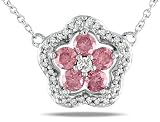 10k White Gold 1/2 CT TDW Pink and White Diamond Necklace With Chain (G-H, I1-I2)