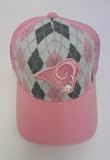 Reebok ST LOUIS RAMS Argyle NFL Trucker Baseball Hat Cap - PINK