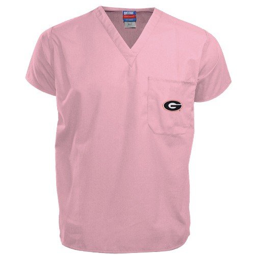 Georgia Bulldogs Pink Scrub Top- (X-Large)