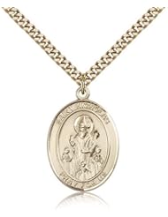 Free Engraving Included Medal-Gold Filled St. Saint Nicholas Pendant 1" Oval 7080GF w/24" Curb Chain w/BoxBakers/Brides/Children