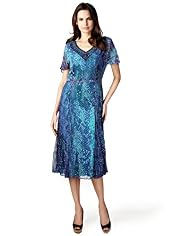 Per Una Fit & Flare Faux Snakeskin Print Belted Midi Dress