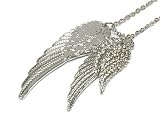 Gorgeous Triple Angel Wing Charm Necklace with Austrian Crystals Bright Silver Tone ~ X-Long Chain
