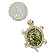 Goldtone with Rhinestone Green Turtle Brooch Pin
