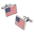 American Flag Cufflink by Enrico Pardini - Silver Metal