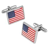 American Flag Cufflink by Enrico Pardini - Silver Metal