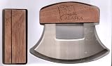 Alaskan Ulu Etched State Flag & State Wood Handle Knife & Display Stand