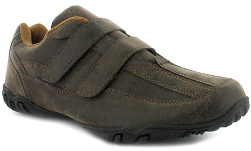 New Mens/Gents Brown Twin Velcro Pu Upper Fashion Casual Shoes. - Brown - UK 10