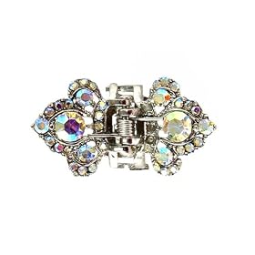 Hair Clip - H65 - Butterfly Wings set with Swarovski (tm) Crystal Stones ~ Clear AB Iridescent (ap)