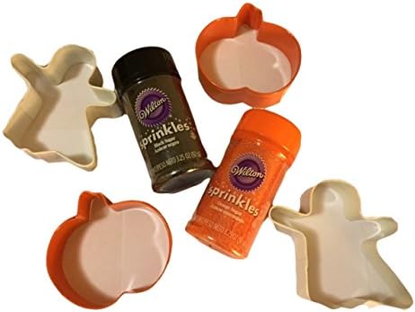 Halloween Ghost and Pumpkin Cokie Cutters Set with Cookie Mix or Sprinkles (Black Sprinkles/No Mix)