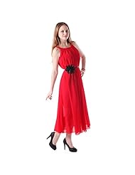 Chiffon/Polyester Summer Sleeveless Belted Midi Dress 