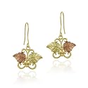 18K Gold over Sterling Silver Two-Tone Leaves with Swirl Design Earrings