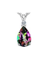 Original Star K (tm) Large 14x10mm Pear Shape Rainbow Mystic Topaz Pendant in 925 Sterling Silver
