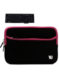Apparel: Magenta Trim Durable Neoprene Laptop Sleeve Carrying Case for Asus 15.6-inch G51, G51J, G51JX, G53, G60VX, G60JX Series Laptop + Black Silicone Keyboard Skin Cover for ASUS G Series, N6 Series and U Series