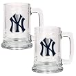 New York Yankees MLB 2pc 15oz Glass Tankard Set- Primary Logo