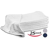 Cotton Auto-Mechanic Detailing Shop Towel-Rags - (14 X 14 inches, 25 Pack, White) Commercial Grade by Utopia Towel