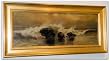 Crashing Tide, Original 1889 Seascape Oil Painting By Blanche McDill - Framed Artwork