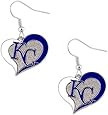 Aminco Kansas City Royals KC MLB Swirl Heart Dangle Logo Earring Set