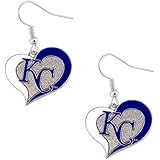 Aminco Kansas City Royals KC MLB Swirl Heart Dangle Logo Earring Set