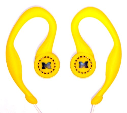 Koss SportClip Earphones with Wind Up Storage Case - University of Michigan Logo