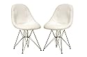 Baxton Studio Justina White PU Cover with Chromed Frame Eiffel Chair, Set of 2