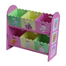 4Gr8 Kidz Pink Series Kids Wooden 6-Bin Toy Organizer