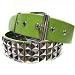 PYRAMID 3ROW SILVER STUD LIME GREEN LEATHER BELT MEDIUM