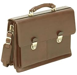 Bugatti Messina Brown Italian Leather Briefcase Laptop