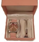 Henley Glamour Ladies Pink Crystal Bling Watch, & Bangle Set in A Fancy Presentation Box