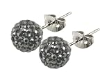 Tresor Paris Bissey Titanium 8mm Grey Crystal Stud Earrings 016009