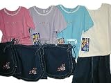 Girls's Sizes 4/5/6/6x Denim Embroidered Skortalls 2-PC Sets