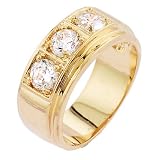 Gold men's cz diamond ring band